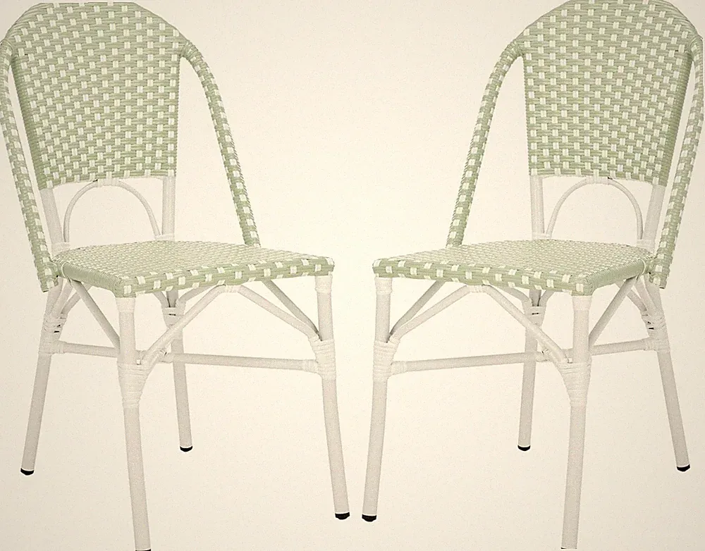 Outdoor Collection Oliver Green/White Bistro Chair Set of 2 (Fully Assembled)