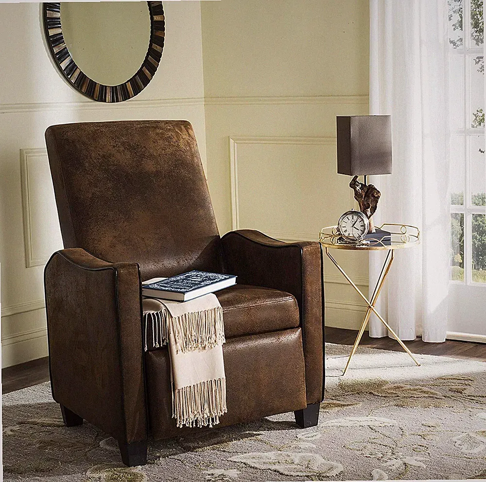 Safavieh Home Collection Holden Coffee and Black Recliner Chair, Brown