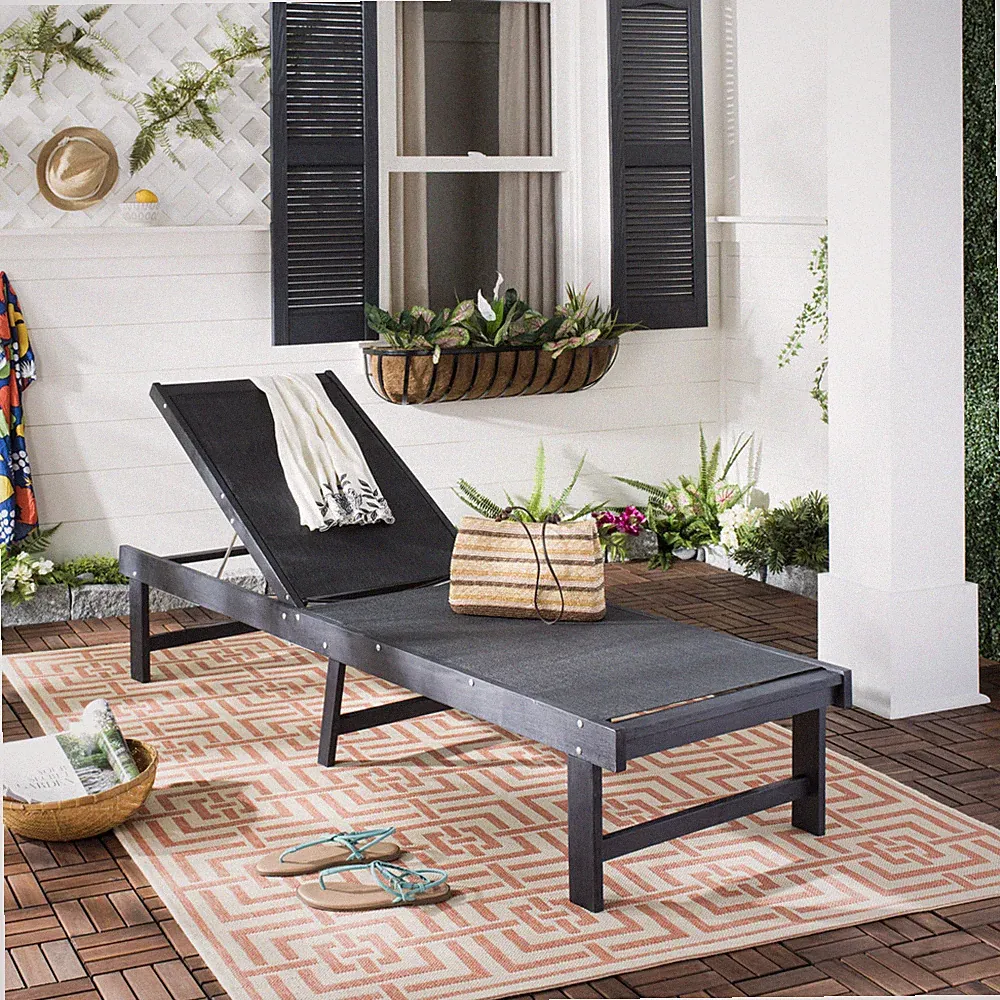 SAFAVIEH Outdoor Collection Manteca Lounge Chair | Dark Slate Grey