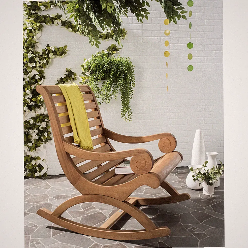 SAFAVIEH Outdoor Collection Sonora Rocking Chair | Natural